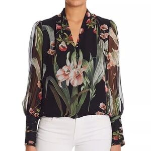Elie Tahari Laya Floral-Print Silk Blouse